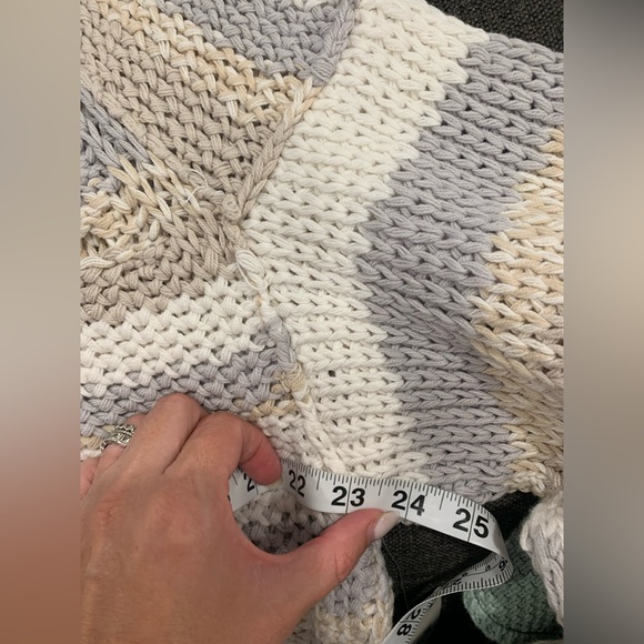 NWT Free People Devon cropped open knit sweater stripes natural colors size M - Picture 7 of 9